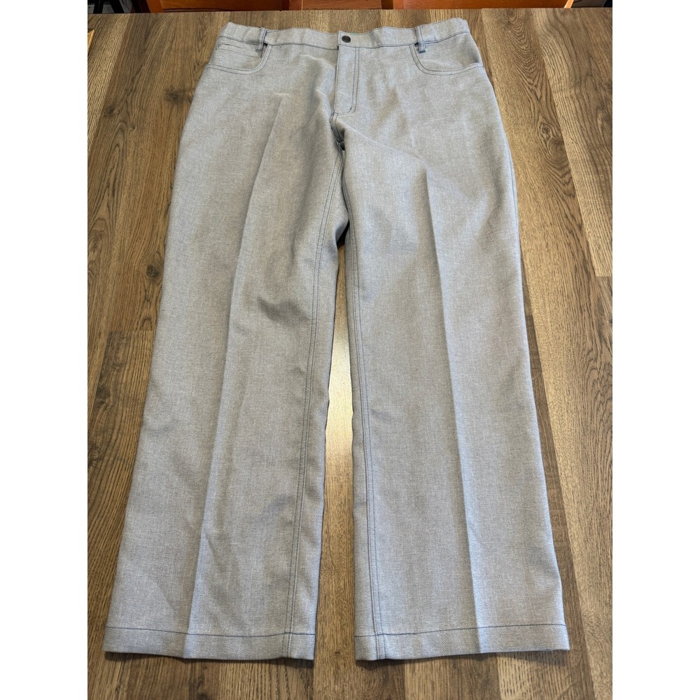 Haband Fit-Forever Pants Mens 38x29 Gray Adult Polyester Casual Flat Front